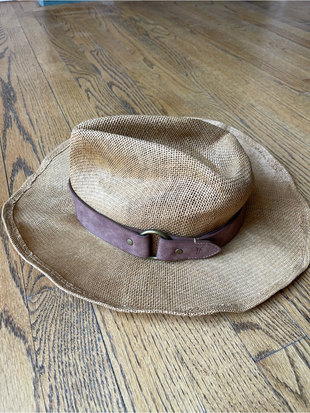 FRYE Straw Cowboy Hat Leather Band - Picture 9 of 12